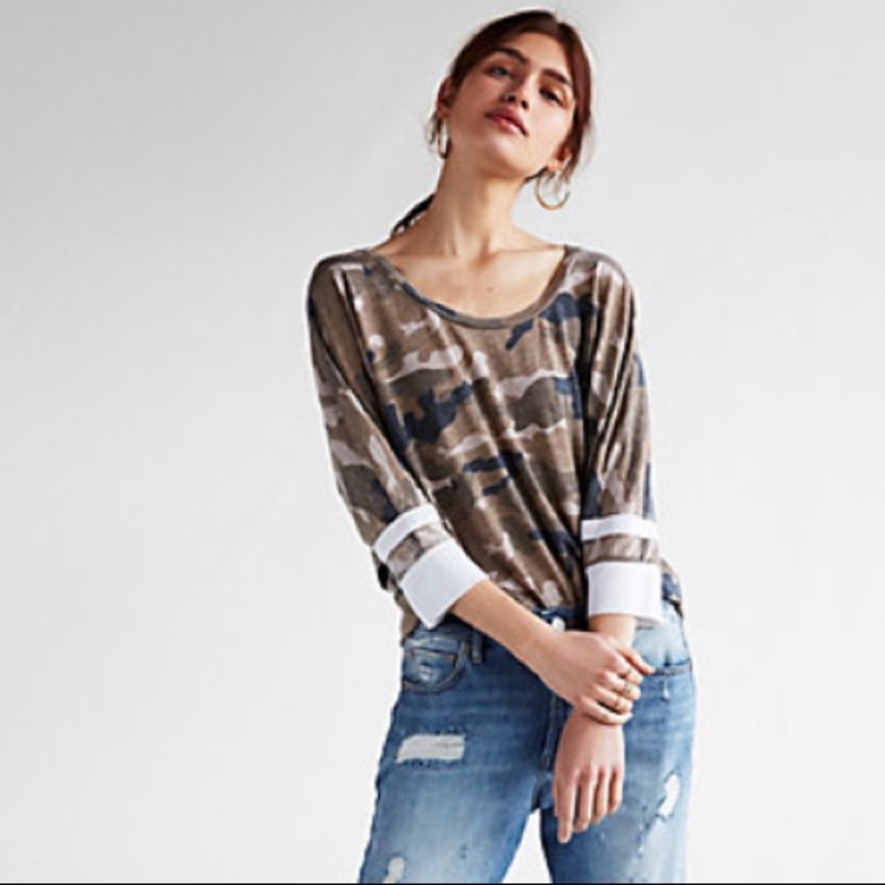 Express one eleven camp burnout slouchy dolman tee